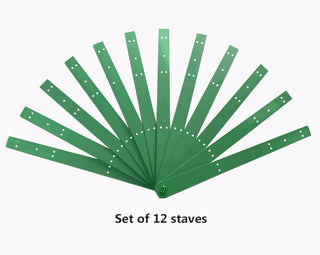 Single layer feather fan Metal aluminum staves Set of 12 & Hardware Kit