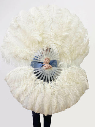 Custom color single layer Ostrich Feather Fan Full open 180 degree 25"x 50"