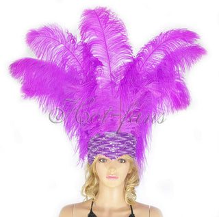 lavender sequins crown feather Open face headgear headpiece