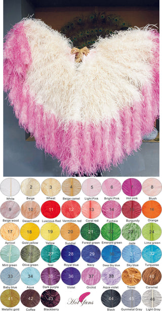 Mix 2 Colors Ombre Dyed Waterfall fan 2 ply boa Fan 12 staves