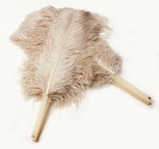 A pair beige camel Single layer Feather fan 24"x 41"