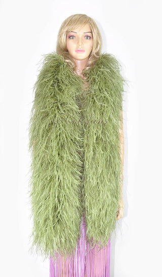 olive green Luxury Ostrich Feather Boa 20 ply