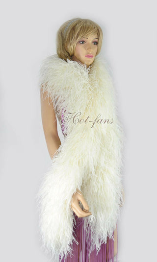 beige Luxury Ostrich Feather Boa 20 ply