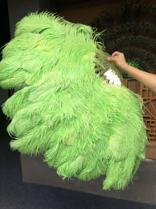 Lime green XL 2 layers Ostrich Feather Fan 34"x 60"
