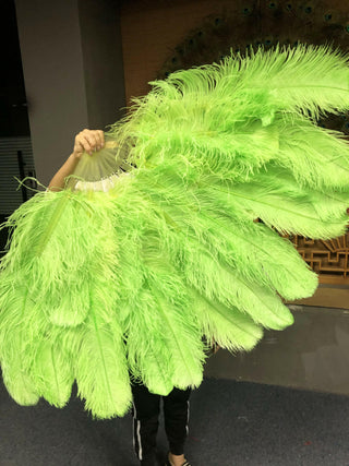 Lime green XL 2 layers Ostrich Feather Fan 34"x 60"