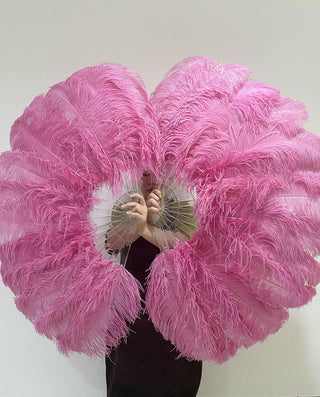 Fachsia single layer Ostrich Feather Fan Full open 180 degree 25"x 50"