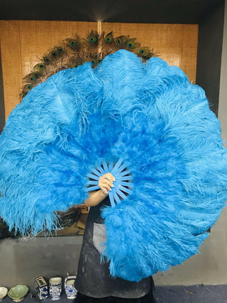 turquoise Marabou Ostrich Feather fan 27"x 53"