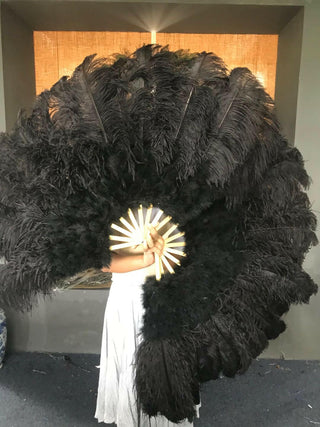 Black Marabou Ostrich Feather fan 27"x 53"