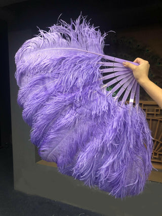 A pair aqua violet Single layer Feather fan 24"x 41"