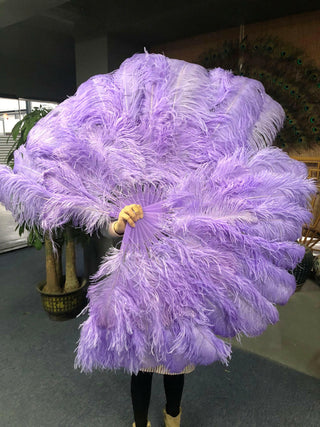 aqua violet 2 layers Ostrich Feather Fan 30"x 54"