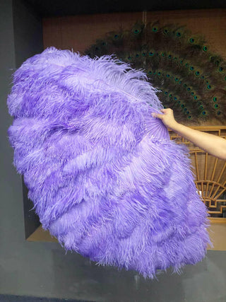 aqua violet XL 2 layers Ostrich Feather Fan 34"x 60"
