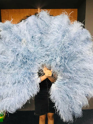 baby blue 4 layers ostrich Feather Fan 35"x 67"