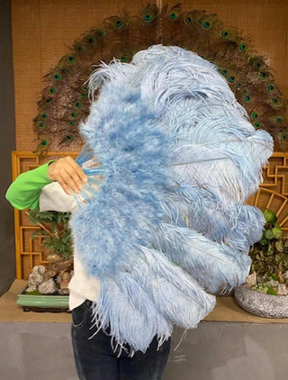 Baby blue Marabou Ostrich Feather fan 24"x 43"