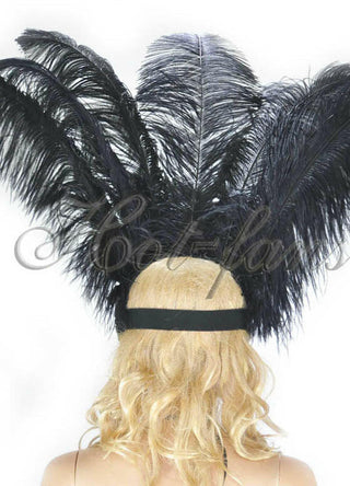 Black sequins crown feather Open face headgear headpiece