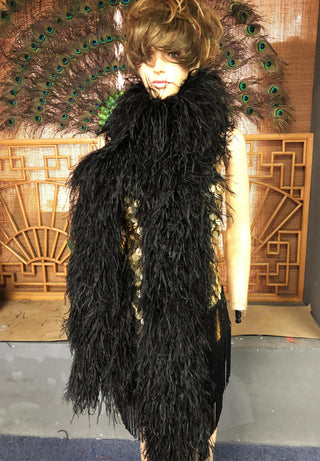 black Luxury Ostrich Feather Boa 25 ply