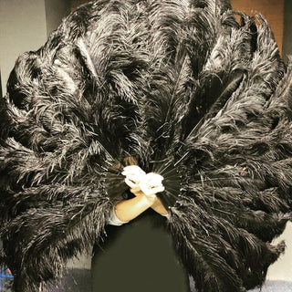 Black  Triple layers ostrich Feather Fan 35"x 63"