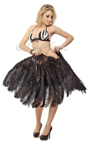 Black 2 layers Ostrich Feather Fan 30"x 54"