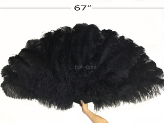 black 4 layers ostrich Feather Fan 35"x 67"