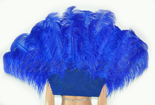 Royal blue Open Majestic Style Ostrich Feather backpiece