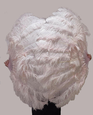 blush 2 layers Ostrich Feather Fan 30"x 54"