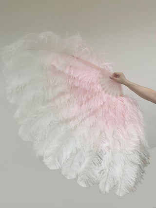 Mix white & blush XL 2 Layer Ostrich Feather Fan 34''x 60''