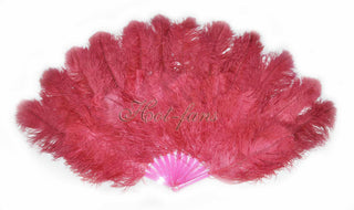 burgundy XL 2 layers Ostrich Feather Fan 34"x 60"