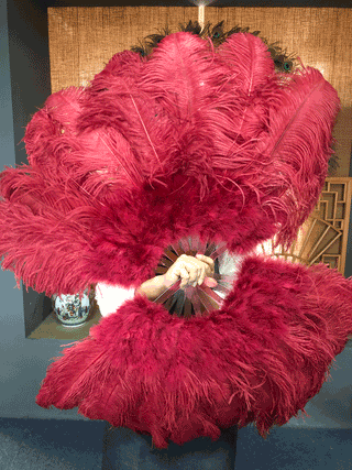 burgundy Marabou Ostrich Feather fan 24"x 43"