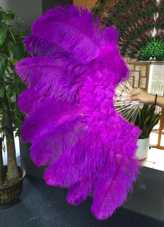 Drak purple Marabou Ostrich Feather fan 24"x 43"