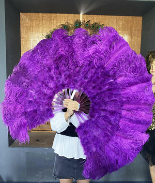 Dark purple Marabou Ostrich Feather fan 27"x 53"