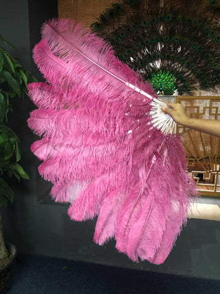 fuchsia XL 2 layers Ostrich Feather Fan 34"x 60"
