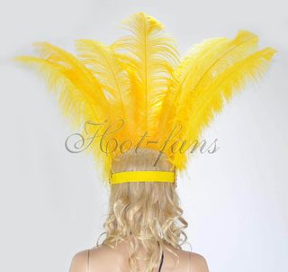Gold yellow sequins crown feather Open face headgear headpiece