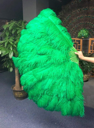 Emerald Green Triple layers ostrich Feather Fan 35"x 63"