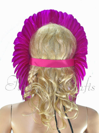 Hot Pink sequins crown feather las vegas dancer showgirl headgear headdress