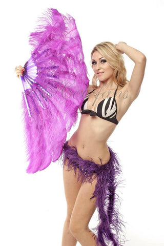 Orchid 2 layers Ostrich Feather Fan 30"x 54"