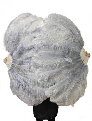 light grey 2 layers Ostrich Feather Fan 30"x 54"