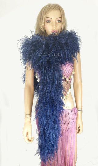 navy Luxury Ostrich Feather Boa 12 ply