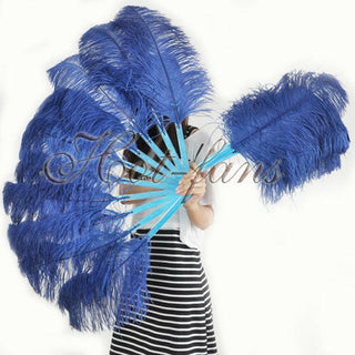 A pair navy Single layer Feather fan 24"x 41"