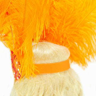 Orange sequins crown feather Open face headgear headpiece