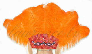 Orange Open Majestic Style Ostrich Feather backpiece