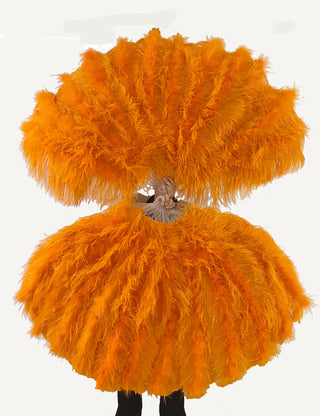 orange 4 layers ostrich Feather Fan 35"x 67"