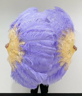 Mix apricot & aqua violet 2 Layers Ostrich Feather Fan 30"x 54"