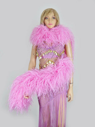 Bright pink Luxury Ostrich Feather Boa 20 ply