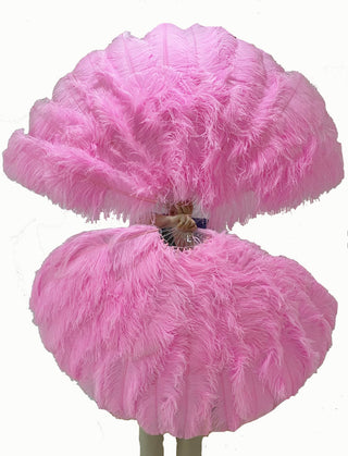 Bright PinkTriple layers ostrich Feather Fan 35"x 63"