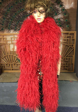 Luscious Red Luxury Ostrich Feather Boa 25 ply