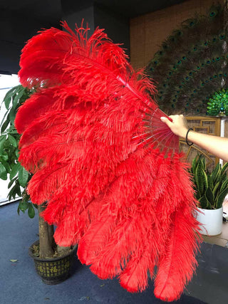 Luscious red XL 2 layers Ostrich Feather Fan 34"x 60"