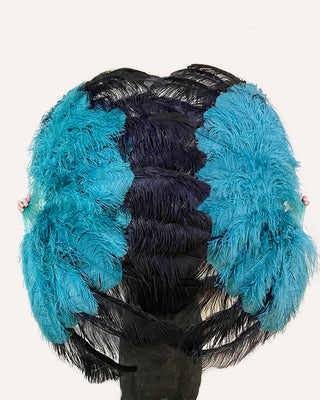Mix teal & black XL 2 Layer Ostrich Feather Fan 34''x 60''