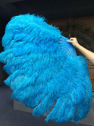 turquoise XL 2 layers Ostrich Feather Fan 34"x 60"