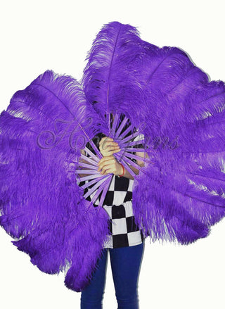 A pair violet Single layer Feather fan 24"x 41"