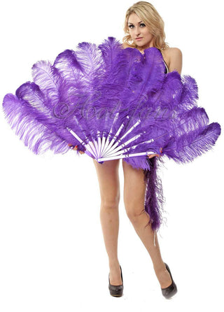 violet 2 layers Ostrich Feather Fan 30"x 54"