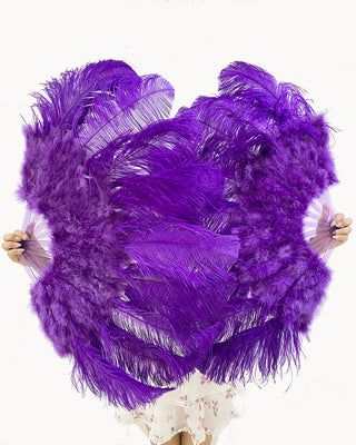 violet Marabou Ostrich Feather fan 24"x 43"
